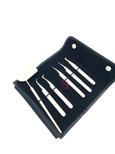 Eyelash Extension Tweezers Set Stainless Steel Precision Tools Roll-up Case Smooth Tip 6-Piece Kit - Product Image 6