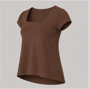 เสื้อยืดผู้หญิงสีน้ำตาล คอกลม แขนสั้น ทรงปกติ รุ่น WTS-0057 - Product Image 5