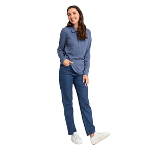Vêtements VIBE CRAFT pour femmes, 100% coton tricoté, séchage rapide, coupe décontractée, manches courtes, couleur unie, broderie machine. - Product Image 2