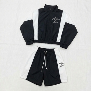 Custom Logo <b>Women</b> Windbreaker Shorts Set Wholesale Blank Orange Tracksuit Two Piece Zipper <b>Jacket</b> Activewear Casual Solid - Product Image 4