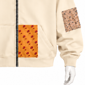Karem Tapestry Patchwork Zip Up Hoodie Oversized Full <b>Zipper</b> <b>Sweatshirt</b> Printed Patch Design Casual Streetwear Hooded Ja - Product Image 6