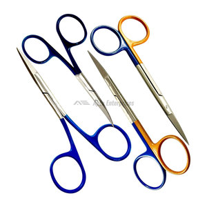 กรรไกรตัดม่านตาแบบมืออาชีพ ขนาด 4.5 นิ้ว ปลายแหลมคม ใบมีดโค้งและตรงสำหรับการผ่าตัด ด้ามจับสีสันต่างกัน ทำจากสแตนเลส ได้รับมาตรฐาน CE - Product Image 4