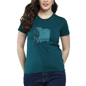 T-shirt en jersey 100 % coton pour femme, nouveau, à manches courtes, décontracté, respirant, imprimé, motif uni, teinture unie, été, de BD - Product Image 1