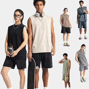 Camiseta sin mangas de algodón lavado estilo vintage americano para hombre, moda urbana, marca de moda, camisetas de manga corta dividida, verano 2026 - Product Image 6