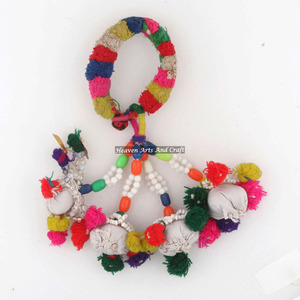 Indian Banjara Boho Mirror <b>Beads</b> Bag/Curtain/Dress Jewelry Tassels Antique Gypsy <b>Bracelet</b> vintage tribal pom pom tassel <b>bracelet</b> - Product Image 3