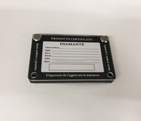 Petit cadre de certificat en acrylique clair et noir avec boîte d'affichage de diamant d'aimant Boîte d'affichage de diamant en vrac carrée entière
