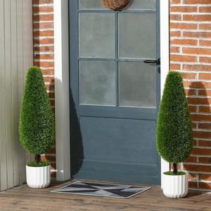 ชุดต้นไม้ประดิษฐ์รูปทรงหยดน้ำ 2 ต้น ขนาด 3 ฟุต ทำจากไม้ซีดาร์ พร้อมกระถางพลาสติก สำหรับตกแต่งสวนหรือบ้านของคุณ - Product Image 1