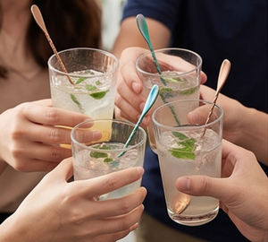 Agitateurs à cocktails élégants en acier inoxydable avec poignée torsadée, outils de bar modernes pour mélanger les boissons, cuillère à mélanger réutilisable - Product Image 5