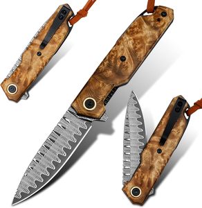 Couteau pliant EDC fait main à lame pointue en acier Damas, manche en résine, clip de poche personnalisable OEM, vente en gros A&M - Product Image 1