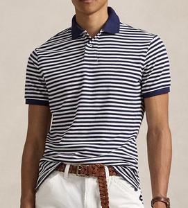 Polo classique à manches courtes 100 % coton rayé, en tissu tricoté respirant, brodé, couleur unie, haute qualité ODM - Product Image 2