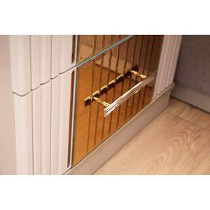 Comodino in legno grigio dettagliato oro - Product Image 3