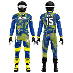 Traje de Motocross para Hombre de Alta Calidad en Tela de Nailon y Poliéster, Nuevo Diseño Vintage con Impresión por Sublimación en Color Neón, Jersey y Pantalones para Carreras MX - Product Image 1