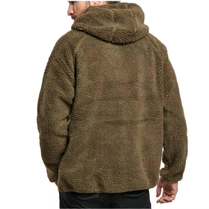 Sweat à capuche en polaire sherpa pour homme, couleur unie, fermeture éclair sur le devant, coupe régulière, coupe-vent, vêtements d'hiver, vert olive - Product Image 6