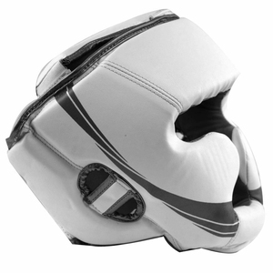 Casque de boxe en cuir, protection de sécurité pour adultes, unisexe, blanc, respirant, fermeture à boucle réglable - Product Image 2