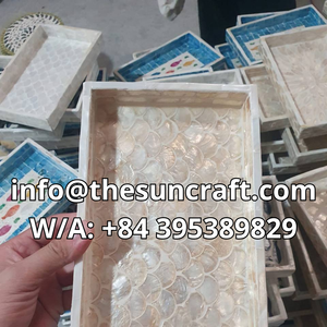 Premium Mother of Pearl Inlay Tray Handmade Sustainable Platter for <b>Coffee</b> <b>Table</b> Luxury Interior Storage - Product Image 6