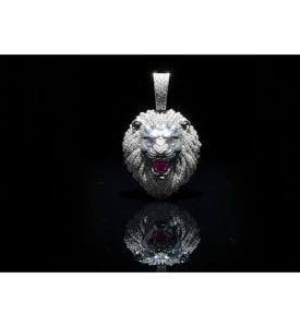 Colgante de Cabeza de León Iced Out con Moissanita, Estilo Hip Hop, Oro 10K 14K, Plata, Joyería de Lujo con Diseño Animal y Efecto Bling, Pieza de Joyería Destacada - Product Image 1