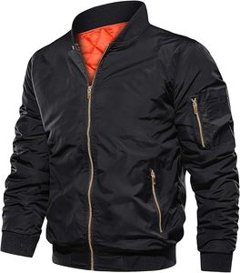 Men's Winter Bomber <b>Jacket</b> Full-Zip Windproof Waterproof Stand Collar Thermal Polyester Shell <b>Fleece</b> <b>Lined</b> Casual Outdoor <b>Jacket</b> - Product Image 1