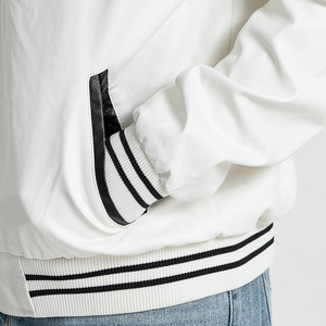 Veste en PU blanche unisexe à manches longues, style color-block, toutes saisons - Product Image 5
