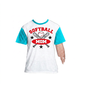 Camiseta de Softbol para Mamá, Blanca y Negra, Manga Corta, Ribete en Contraste, Diseño Estampado, Cuello Redondo, Estilo Casual, Corte Jersey para Hombre - Product Image 2