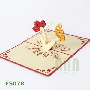 Tarjeta de Felicitación 3D Hecha a Mano con Diseño Personalizado de Flores y Mariposas para Bodas, Cumpleaños, San Valentín, Papel Vietnamita, Amistad, Agradecimiento - Product Image 2