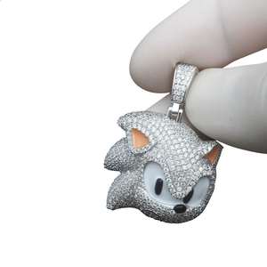 Colgante de Diamante Moissanite Hip Hop Sonic Charm, Plata de Ley 925, Estilo Iced Out, Sin Cadena - Product Image 2