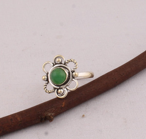 Natural Green <b>Jade</b> <b>Ring</b> 925 Sterling Silver Vintage Style Genuine Green Gemstone <b>Ring</b> for Women Handcrafted Boho Fine Jewelry - Product Image 1