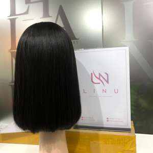 Bob peluca estilo recto 14 pulgadas con cierre de flecos 5by5 extensiones de cabello C-part, cabello humano vietnamita - Product Image 4