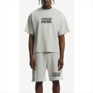 Nouvel ensemble t-shirt et short cargo grande taille pour homme, collection été 2026 – Tenue de sport personnalisable en coton avec logo sur mesure pour hommes - Product Image 2