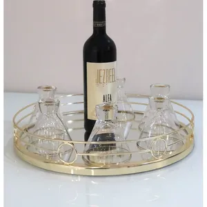 Modern Iron Decorative <b>Tray</b> with Contemporary Minimalist StyleGold Plated Metal Handicraft Decorative <b>Tray</b> for Glam Style <b>Mirror</b> - Product Image 4