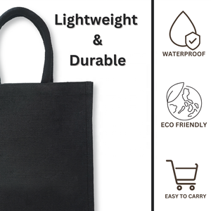 Sac à provisions en jute noir taille personnalisée avec tissu teint de marque privée pour la promotion des entreprises utilisation de la mode et acheteur en gros budgétaire - Product Image 5