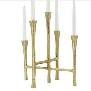 Wholesale SKIES TRADERS CL0463 5-Arm Hammered Gold <b>Brass</b> Square <b>Lantern</b> Eco-Friendly Heat Resistant Durable Hotel Decoration for - Product Image 1