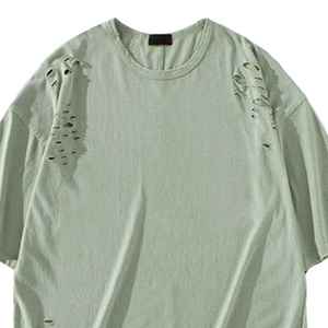 T-shirt Homme à Manches Courtes Effet Vieilli Coupe Classique de Bonne Qualité 100% Coton Écologique Respirant Nouvelle Arrivée - Product Image 4