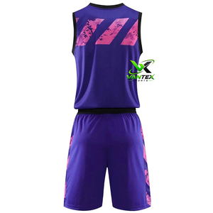 Conjunto de Uniforme de Baloncesto VANTEX, Ecológico, Transpirable, Diseño Morado y Rosa, Sin Mangas, Pantalones Cortos Deportivos - Product Image 2