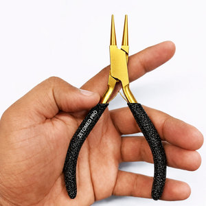 Premium Black Glitter Handle Gold Round Nose, Chain Nose and <b>Wire</b> Cutting Pliers Fine Tips 5" Jewelry Making DIY <b>Craft</b> Tools OEM - Product Image 2