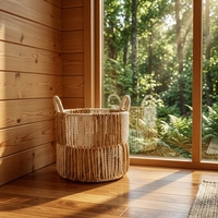 Panier de rangement en rotin naturel écologique, tissé à carreaux, fait main, panier à linge, organisateur artisanal balinais