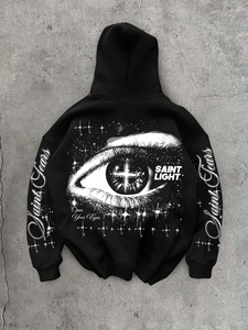 Sweat-shirt à capuche streetwear pour homme grande taille, imprimé graphique au dos, manches longues, style gothique, faible MOQ, OEM ODM - Product Image 1