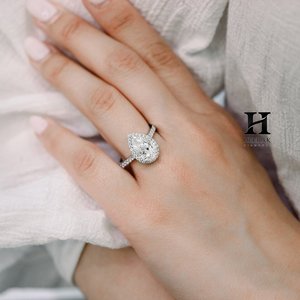 Anillo de Compromiso de Lujo con Doble Halo y Diamantes Cultivados en Laboratorio de Corte Redondo, Oro Rosa de 14K, Anillo Nupcial Brillante con Múltiples Piedras, Certificado - Product Image 1