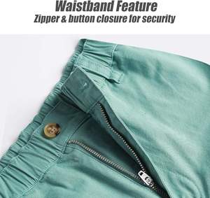 กางเกงขาสั้นลำลองผ้าฝ้ายทรงคลาสสิกสำหรับผู้ชาย 5.5 นิ้ว เอวยางยืดพร้อมกระเป๋าหลายช่อง ชุดเดินเล่นประจำวันช่วงฤดูร้อน - Product Image 6