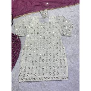 Ensemble de vêtements de soirée pour femmes Top Dhoti Styles Salwar Dupatta - Product Image 1