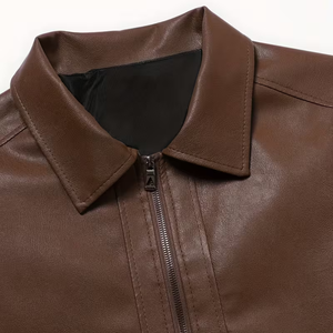 Chaqueta de Cuero Genuino para Hombre, Más Vendida, Precio al por Mayor Personalizado, Chaqueta de Motociclista con Cuello Alto - Product Image 4