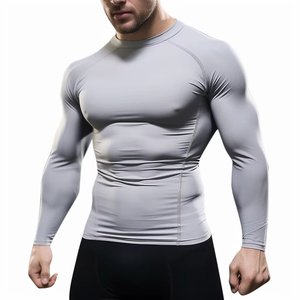 Camisetas de Compresión de Cuello Alto con Costuras Planas de Alto Rendimiento Personalizadas para Gimnasio, Transpirables, de Secado Rápido, de Spandex/Poliéster, de Manga Larga para Hombre y Mujer - Product Image 6