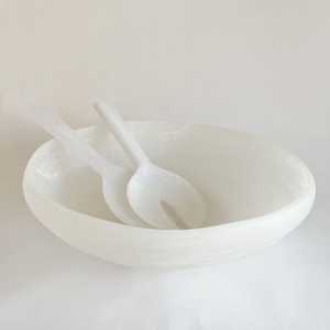 Bol de service élégant en résine polie, rond, écologique et minimaliste, avec ensemble de cuillères, pour centre de table - Product Image 3