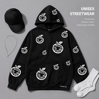 Hoodie Pria YOUMEI Berkualitas Tinggi Ukuran Besar, Bahan Katun Denim, Model Pullover Streetwear, Cetak Bunga Puff, Hoodie Tebal