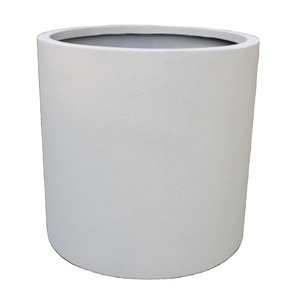 KNT Creations Pot de fleurs circulaire en fibre de verre léger et durable, texture rugueuse, style classique moderne, pour intérieur, extérieur, jardin et maison - Product Image 1