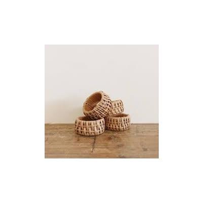 Juego de 4 servilleteros ovalados de ratán blanqueado, hechos a mano, de mimbre, decoración moderna y rústica para cenas costeras, bodas ecológicas y bohemias. - Product Image 6