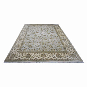 Tapis d'intérieur luxueux à motif floral traditionnel, en laine fine nouée à la main, à poils ras, avec envers en coton, respectueux de l'environnement - Product Image 2