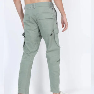 Pantalon cargo décontracté vert olive pour homme, coupe droite, plusieurs poches, coutures renforcées, cordon de serrage, taille élastique, respirant - Product Image 5