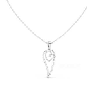 Collar Radiant Halo con Colgante de Plumas y Diamante Redondo Cultivado en Laboratorio en Oro de 14k, Collar Celestial Guardian - Product Image 2