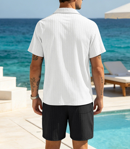 Ensemble décontracté pour homme, tenue d'été décontractée, ensemble deux pièces en coton tissé respirant, ensemble décontracté en coton pour homme, ensemble décontracté en lin pour homme - Product Image 2