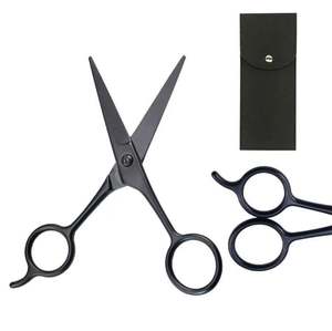 Ciseaux à cheveux en acier inoxydable noir, lame de rasoir, ciseaux de coiffure, ciseaux de barbier, emballage personnalisé - Product Image 1
